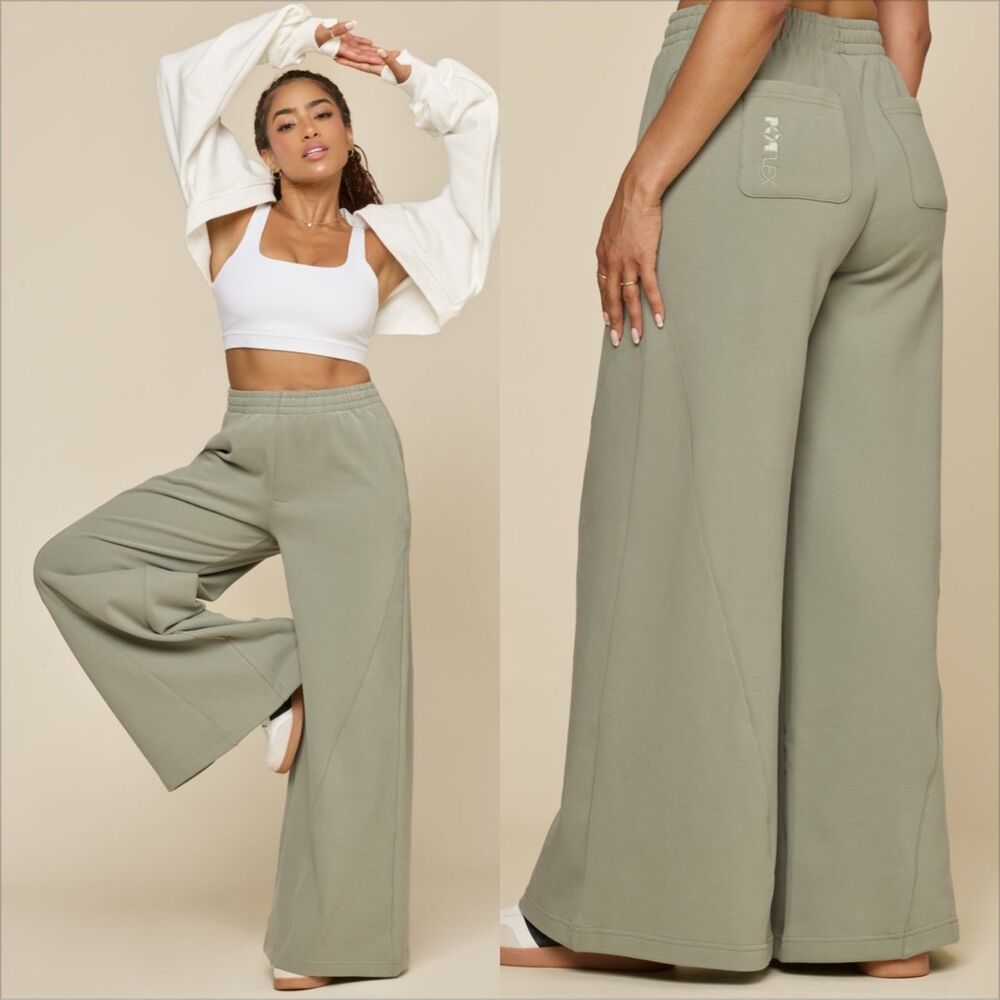 Popflex Superwide Sweatpant Size 1X Petite Light Sage Ooey Gooey Fabric
